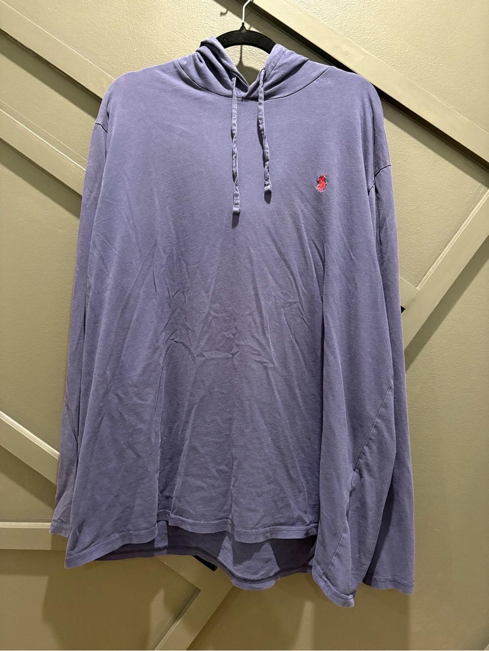 Polo by Ralph Lauren Men's Light Navy Blue Hoodie with Red Polo Logo - Picture 2 of 7